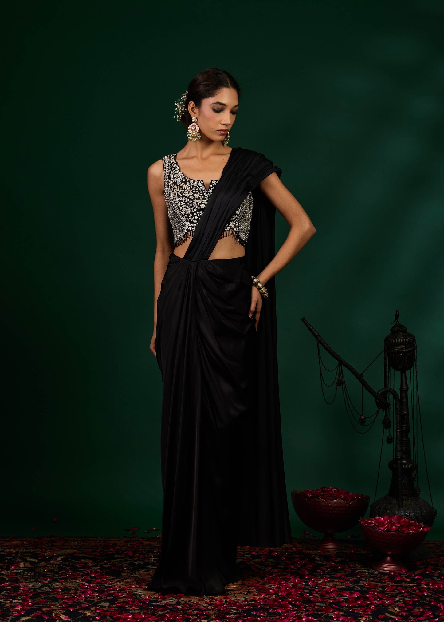 Ashley Draped Saree - Black