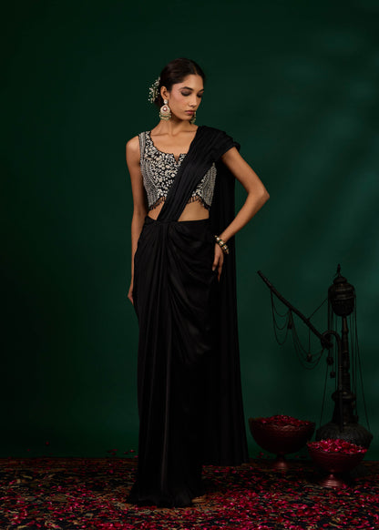 Ashley Draped Saree - Black