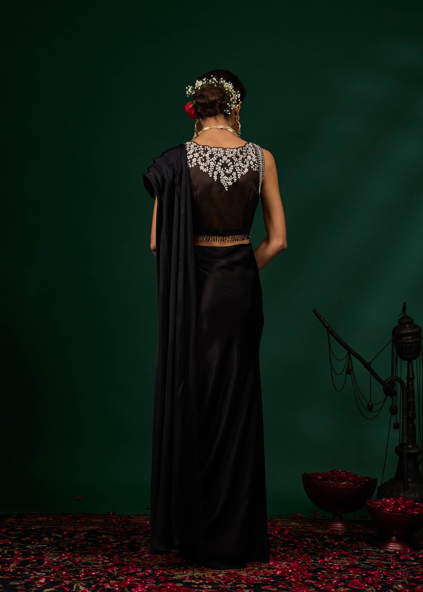 Ashley Draped Saree - Black