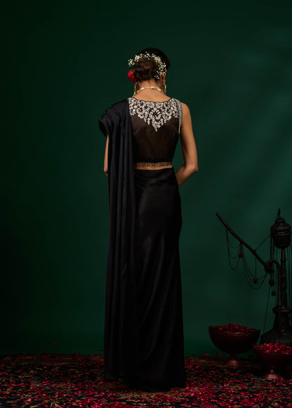 Ashley Draped Saree - Black
