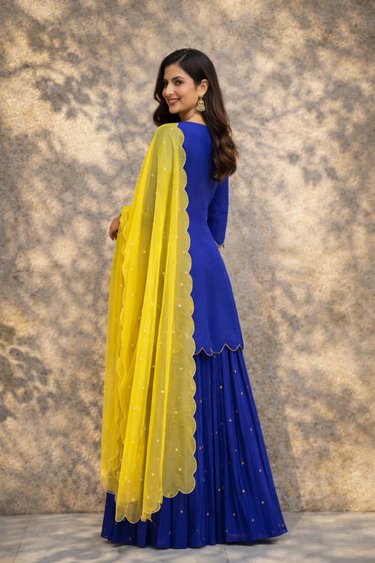 Meher kurta with sharara set - Royal Blue
