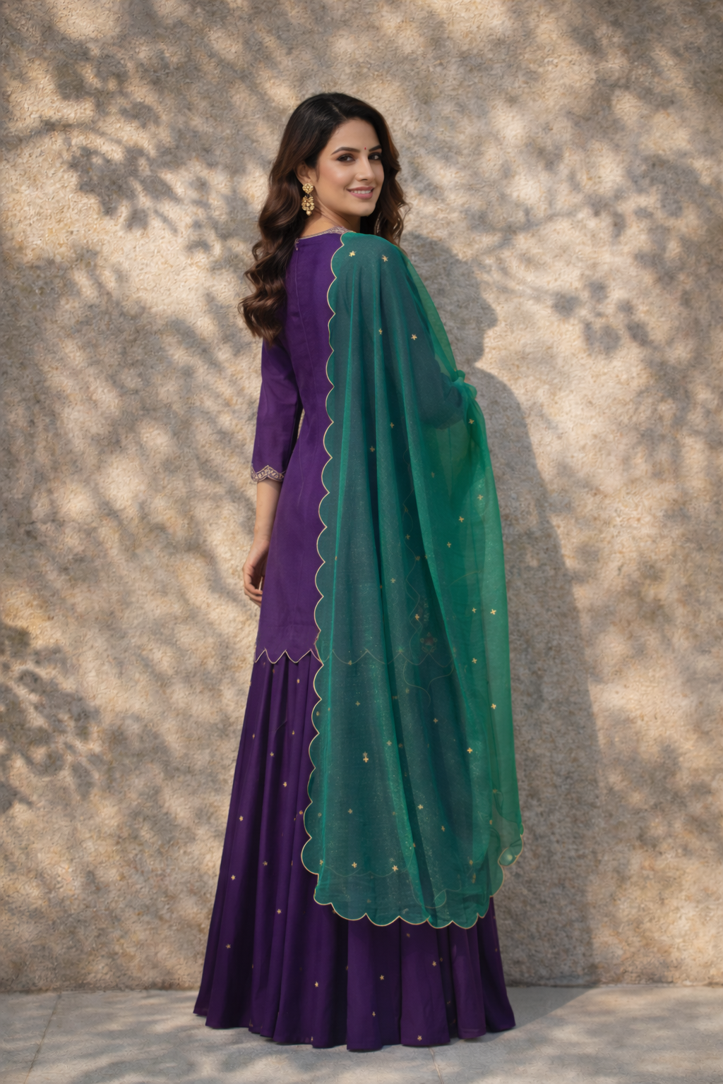 Meher kurta with sharara set - Purple