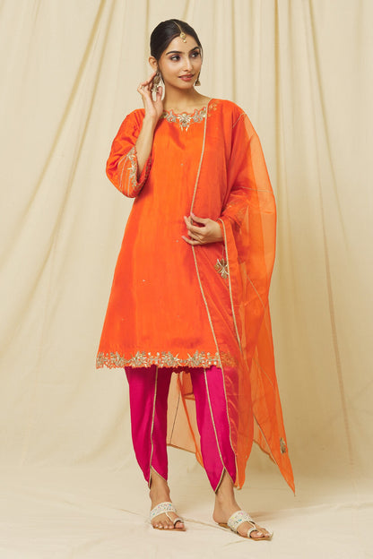 Orange Shabana Dhoti Set
