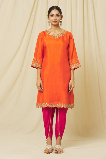 Orange Shabana Dhoti Set