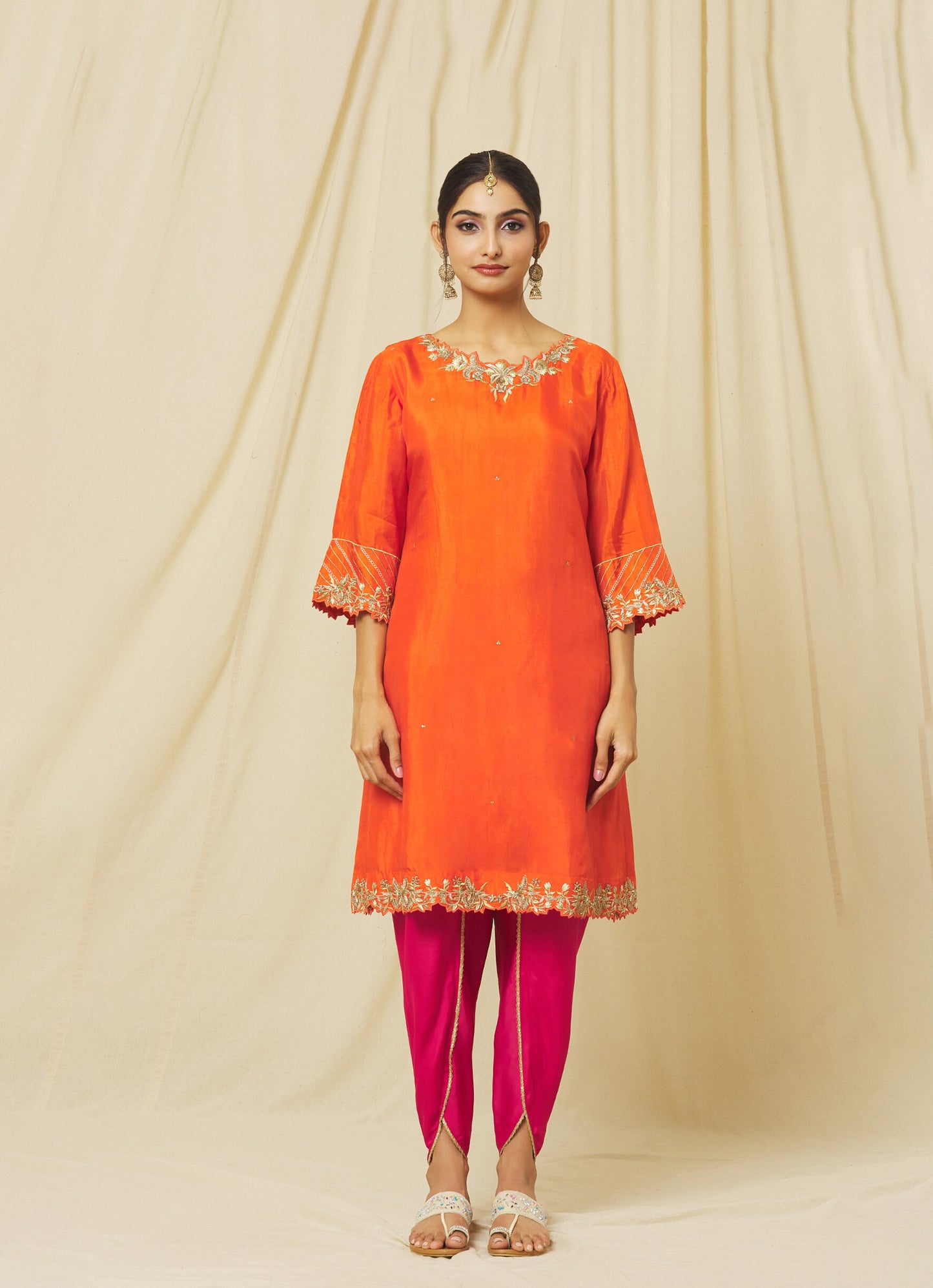 Orange Shabana Dhoti Set
