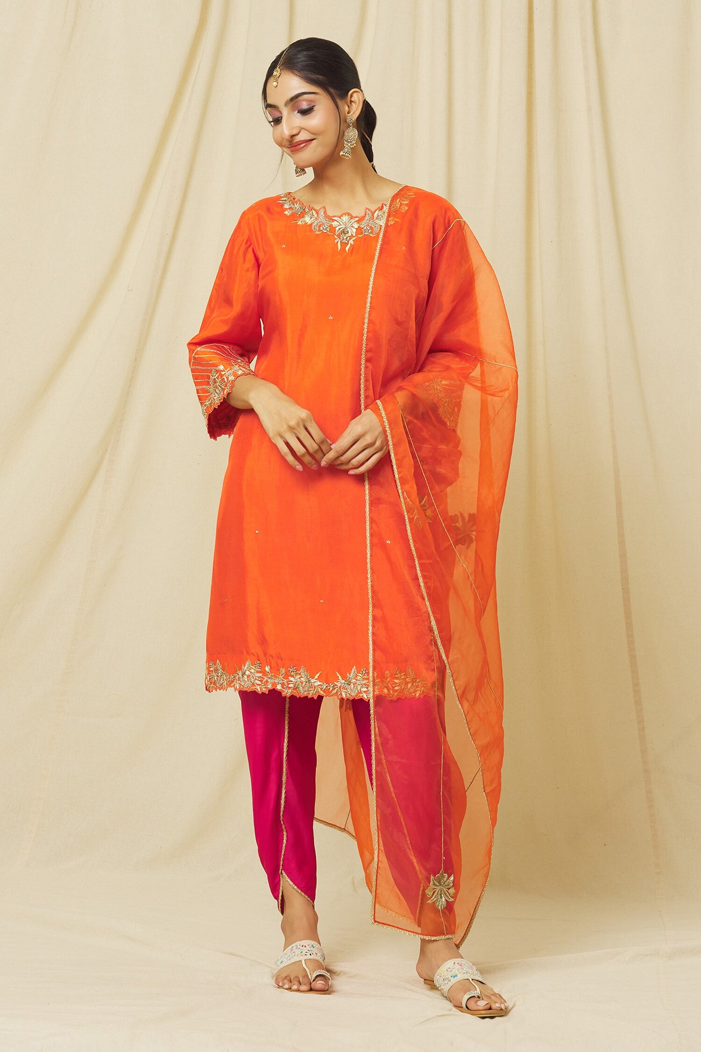 Orange Shabana Dhoti Set