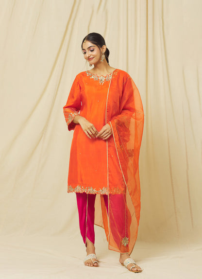 Orange Shabana Dhoti Set