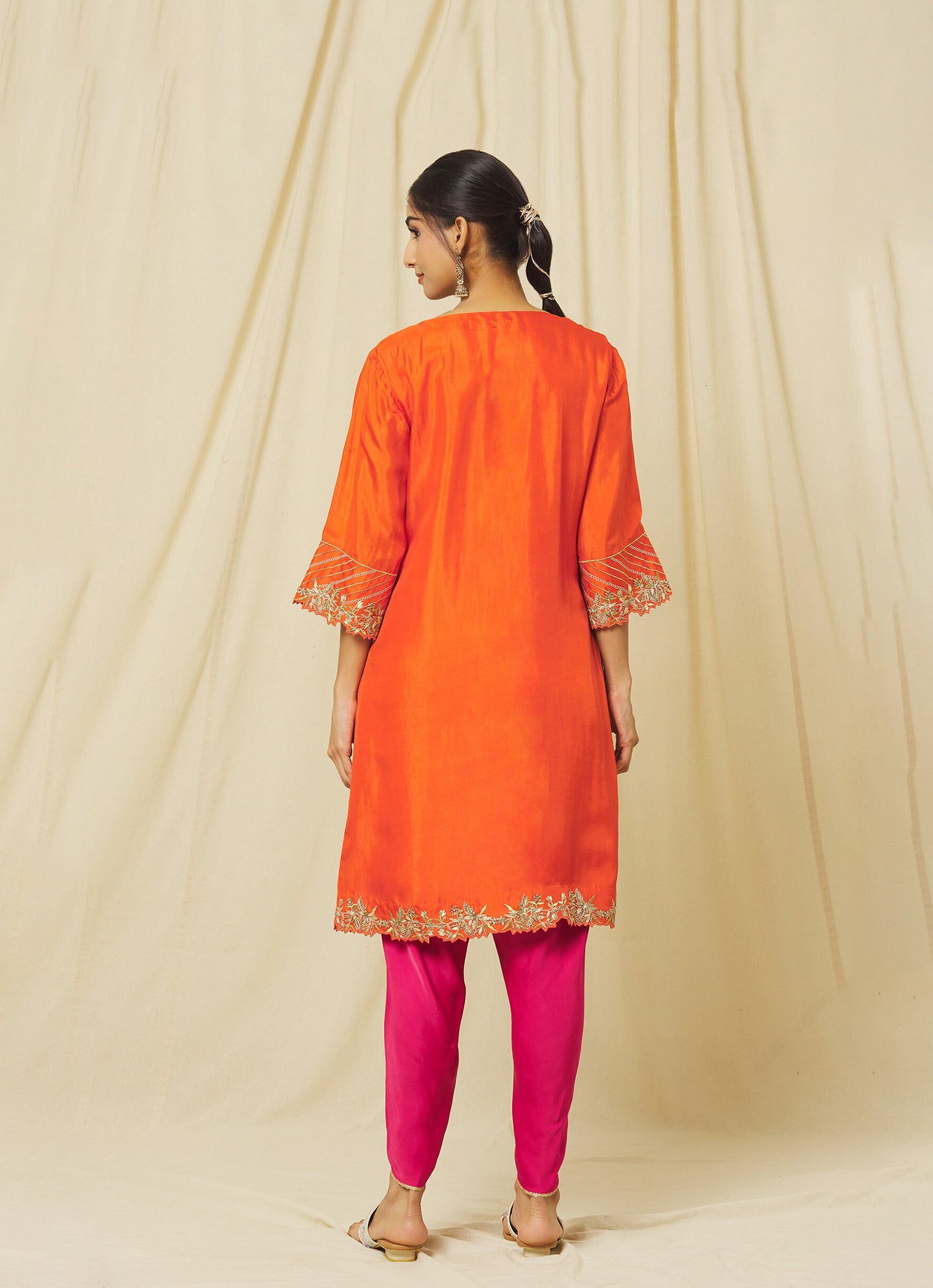 Orange Shabana Dhoti Set