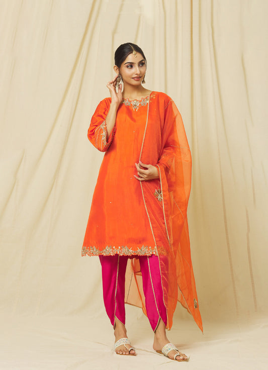 Orange Shabana Dhoti Set