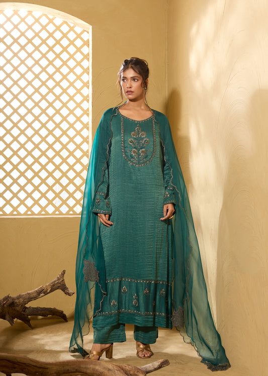 Noorani Kurta Set - Green