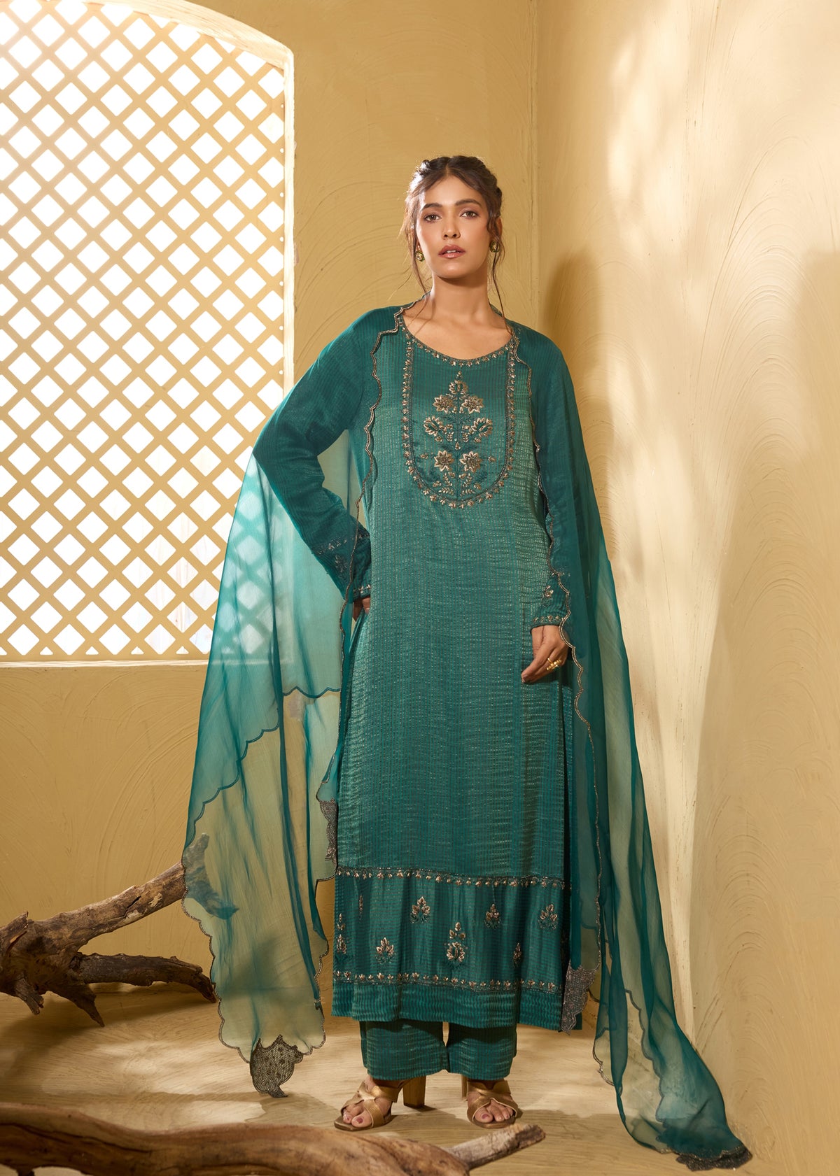 Noorani Kurta Set - Green