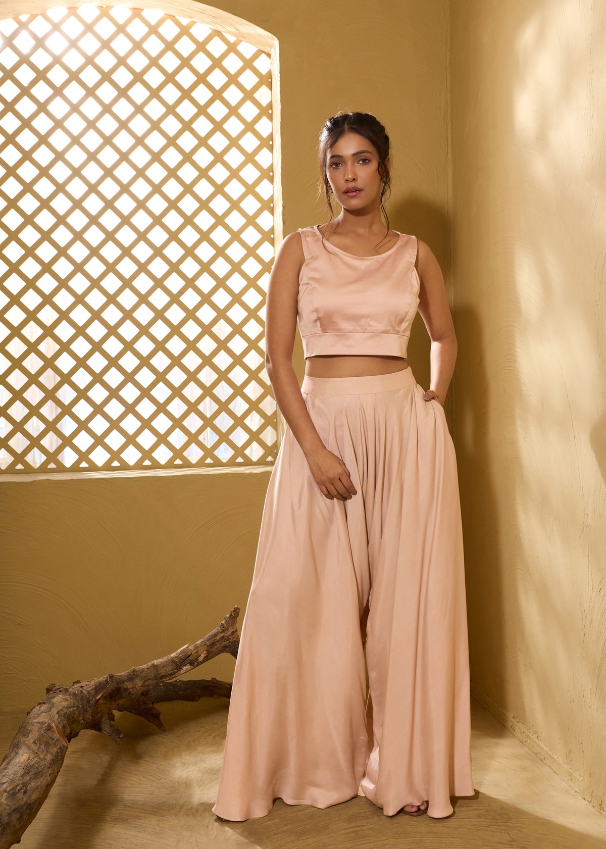Pink 3D Lily Cape with Dhoti Pants