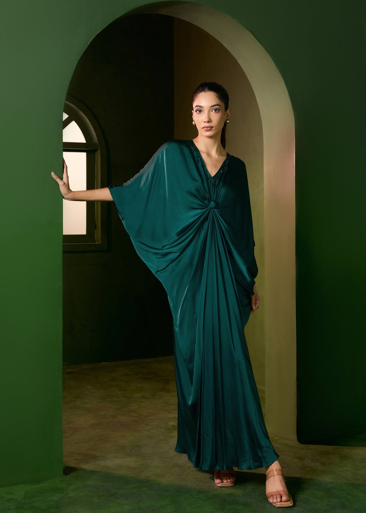 Riviera Knot Kaftan - Emerald Green