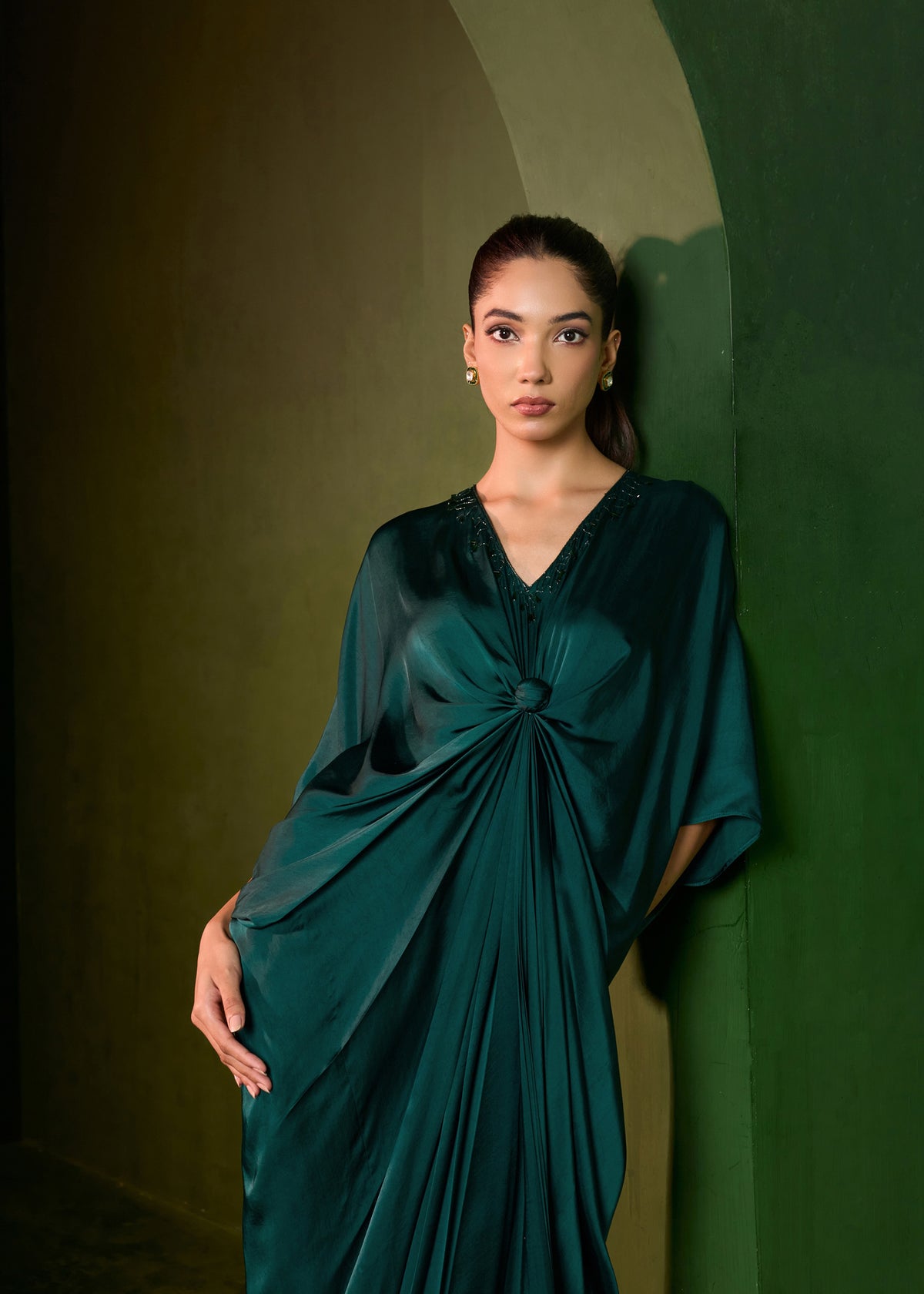 Riviera Knot Kaftan - Emerald Green