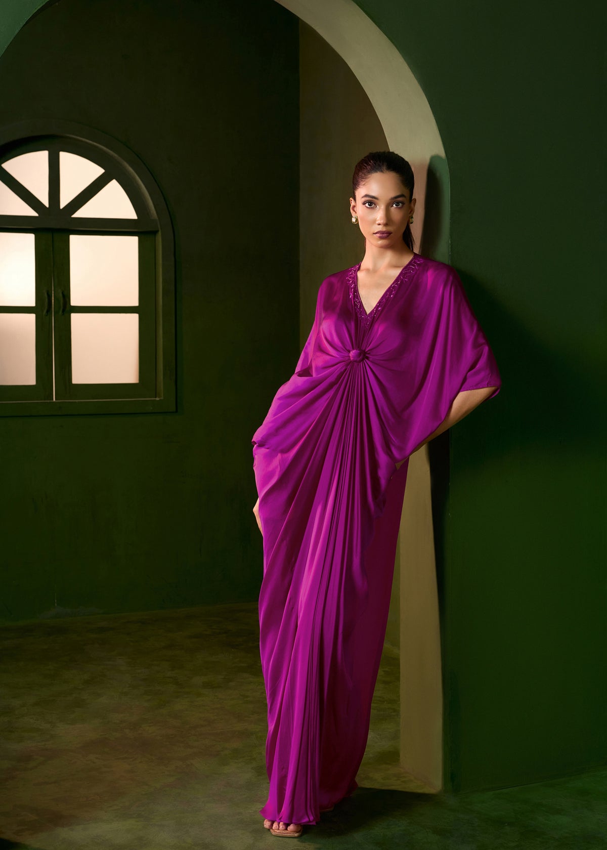 Riviera Knot Kaftan-Peacock pink
