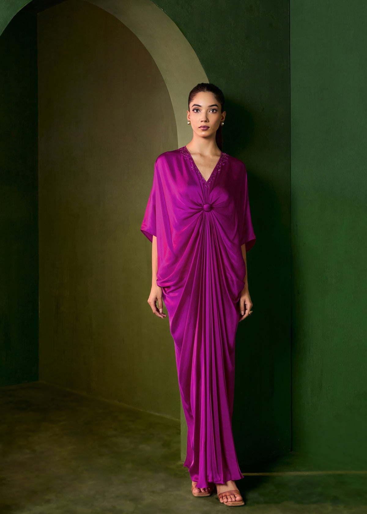 Riviera Knot Kaftan-Peacock pink