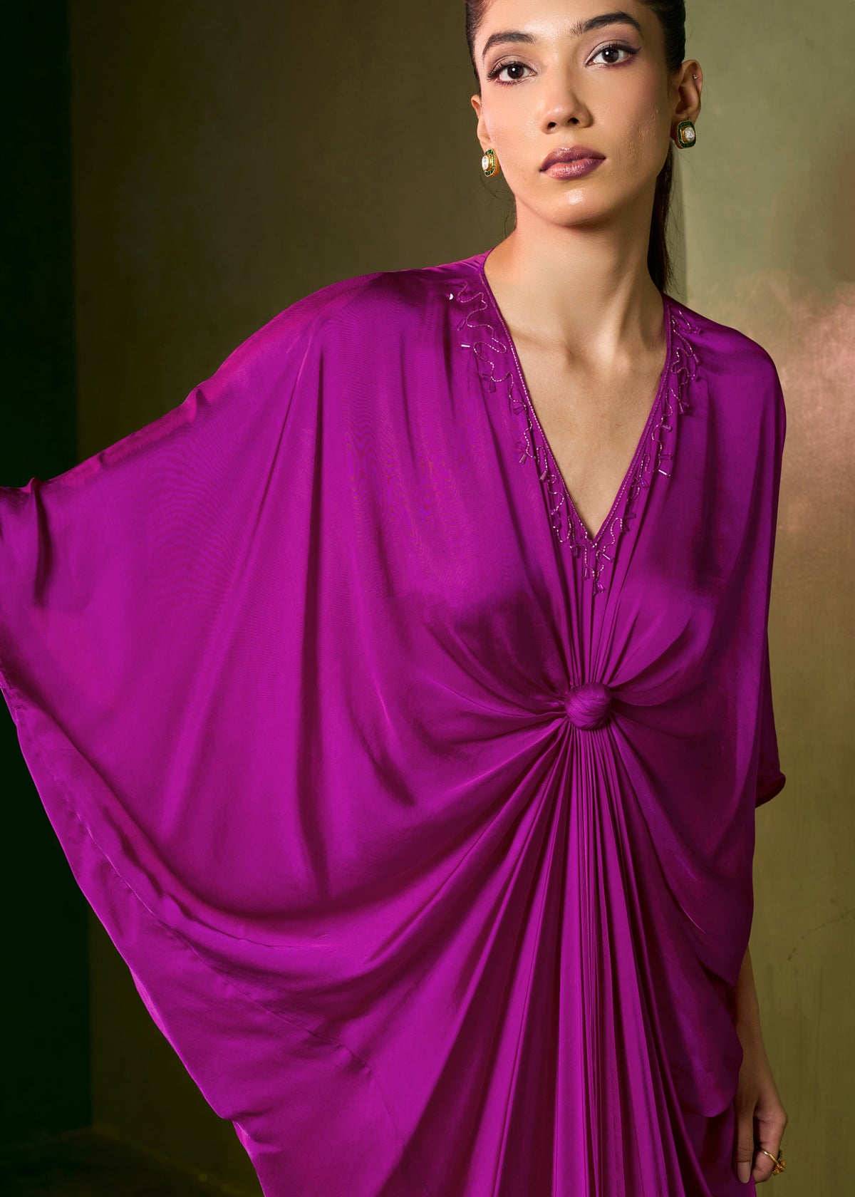 Riviera Knot Kaftan-Peacock pink