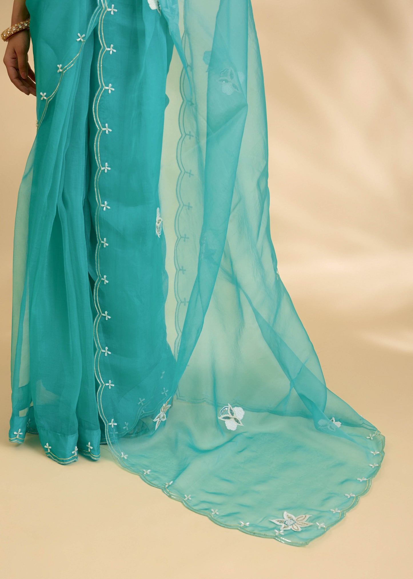 Firozi Nargis Embellished Sari Set