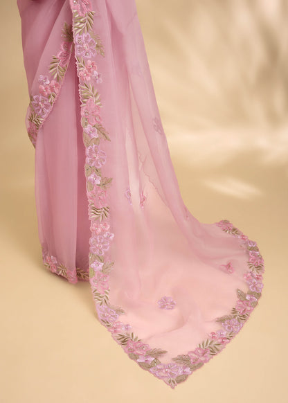 Rose Ruksar Embellished Sari Set