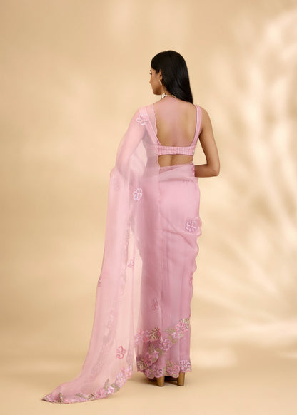 Rose Ruksar Embellished Sari Set