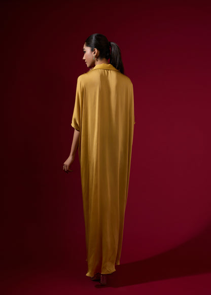 3D Rose Collar Kaftan - Gold