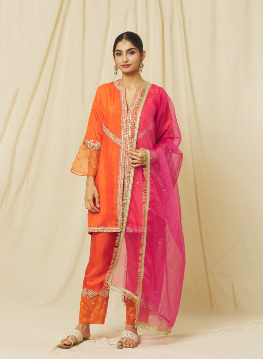 Tangerine Nusrat Suit Set