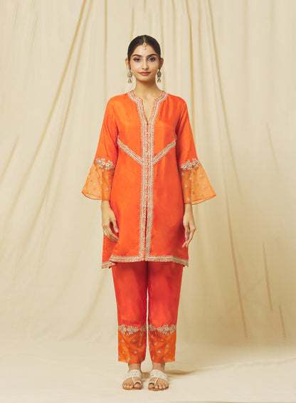 Tangerine Nusrat Suit Set