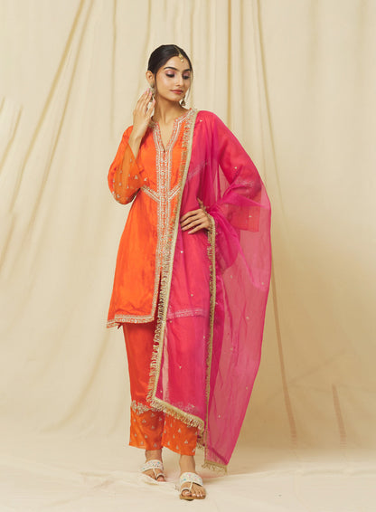 Tangerine Nusrat Suit Set