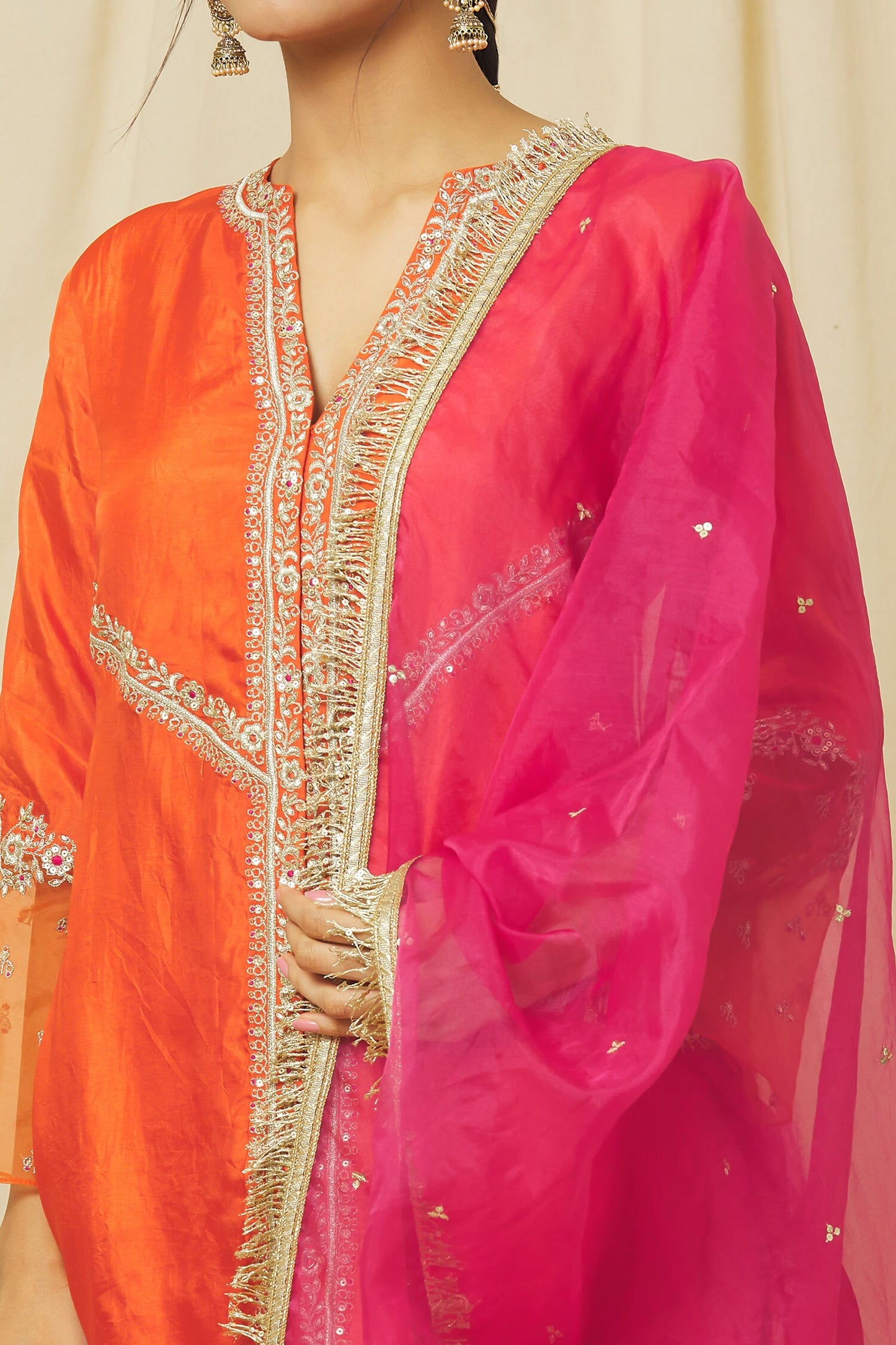 Tangerine Nusrat Suit Set