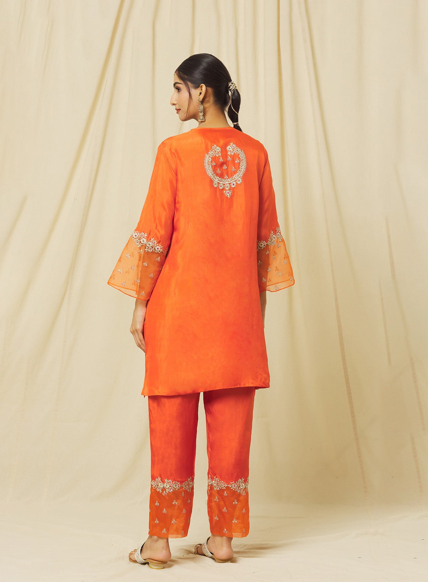 Tangerine Nusrat Suit Set