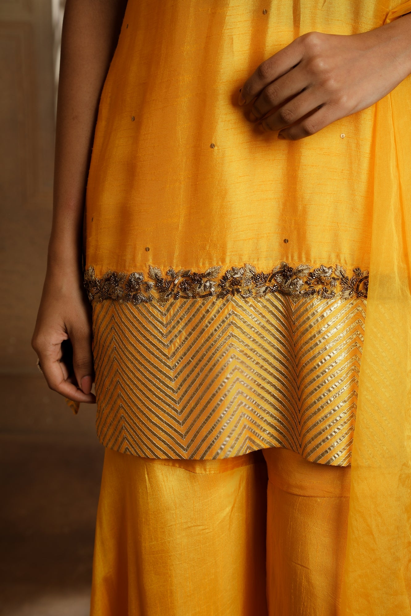 Yellow Noor Gota Garara Set