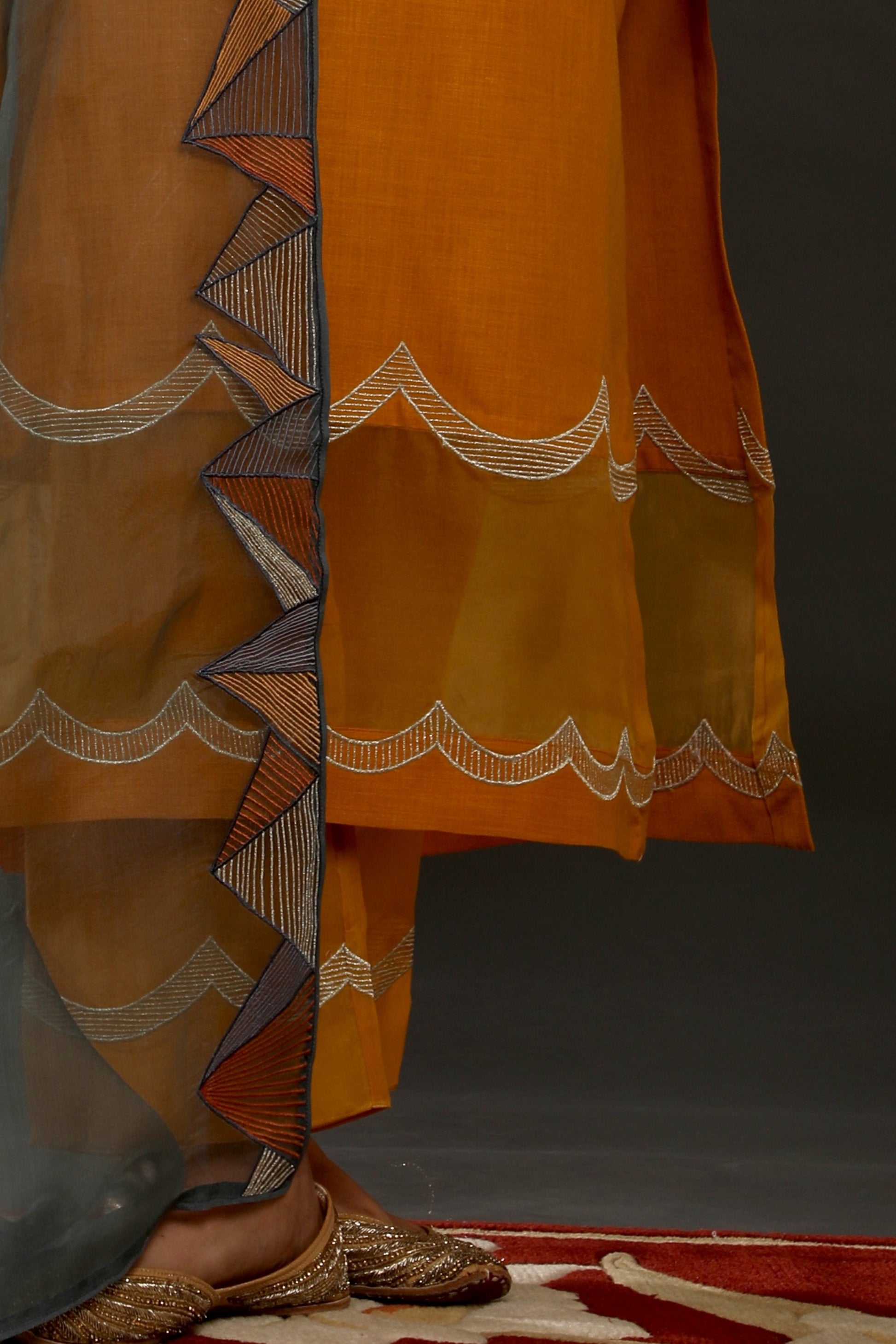 Mustard Pyramid Suit Set - Omana by Ranjana Bothra - Indian wear 