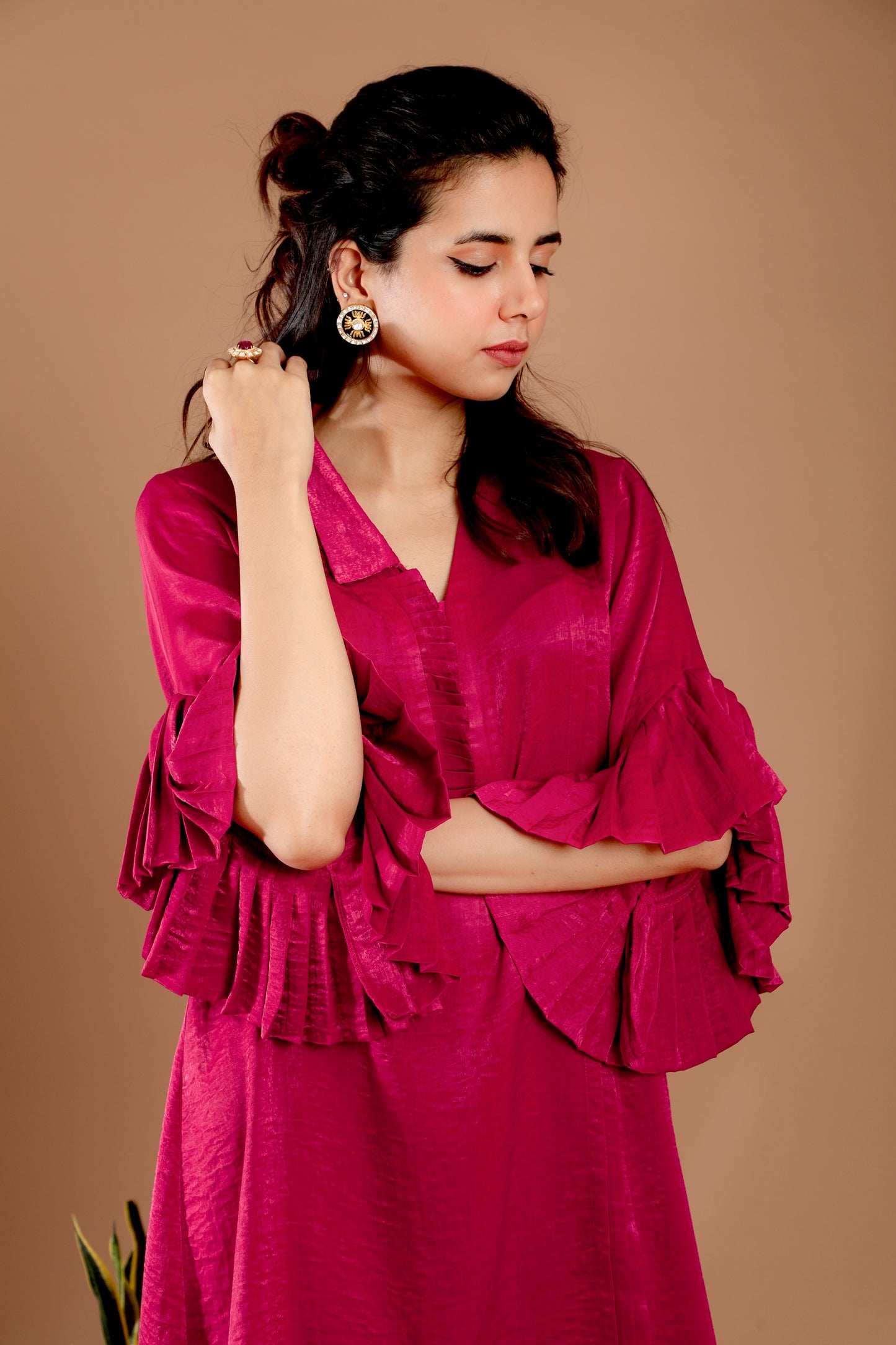 Pink Asymmetrical Tunic Set - Omana by Ranjana Bothra - Pret Collection