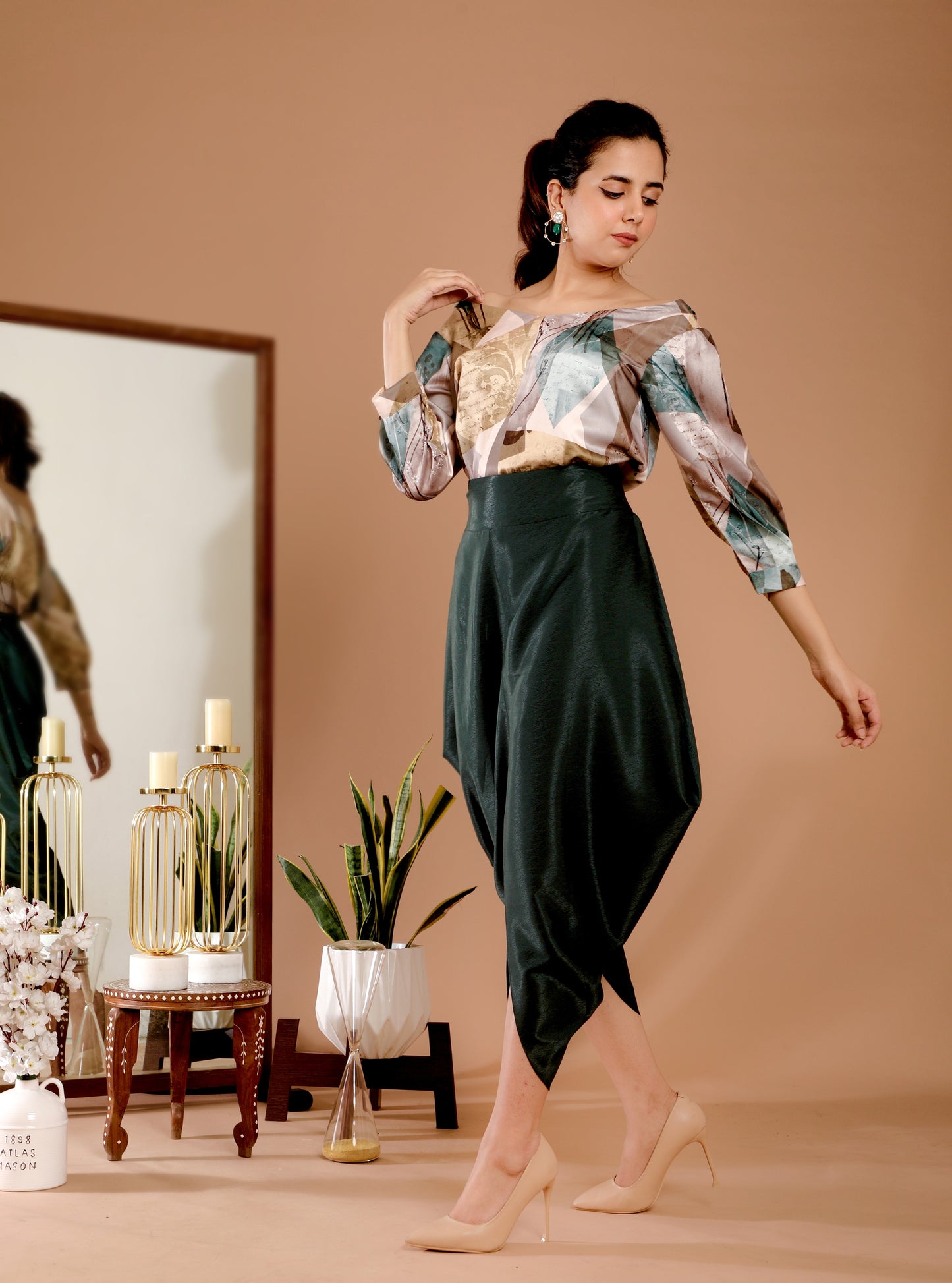 Marble Printed Top & Dhoti Set - Omana by Ranjana Bothra - Pret Collection