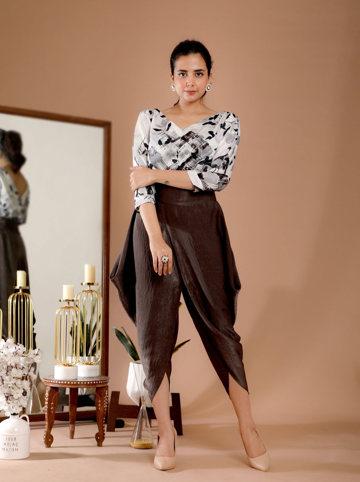 Geo Printed Top & Dhoti Set - Omana by Ranjana Bothra - Pret Collection