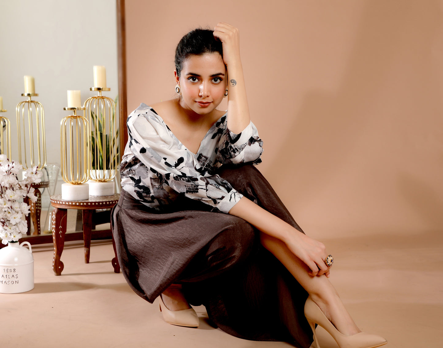 Geo Printed Top & Dhoti Set - Omana by Ranjana Bothra - Pret Collection