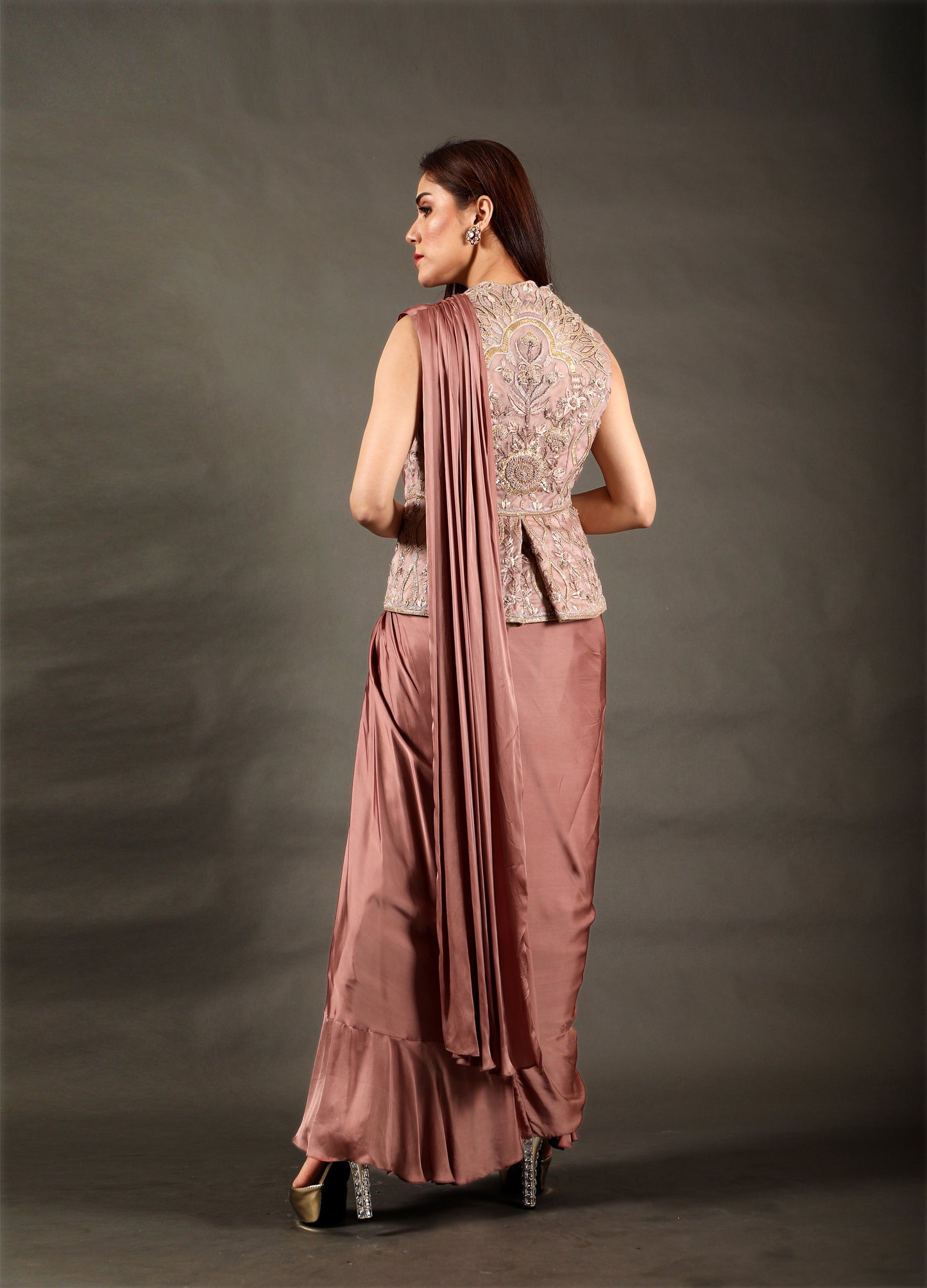 Dhoti Saree with Gota Nehru Jacket