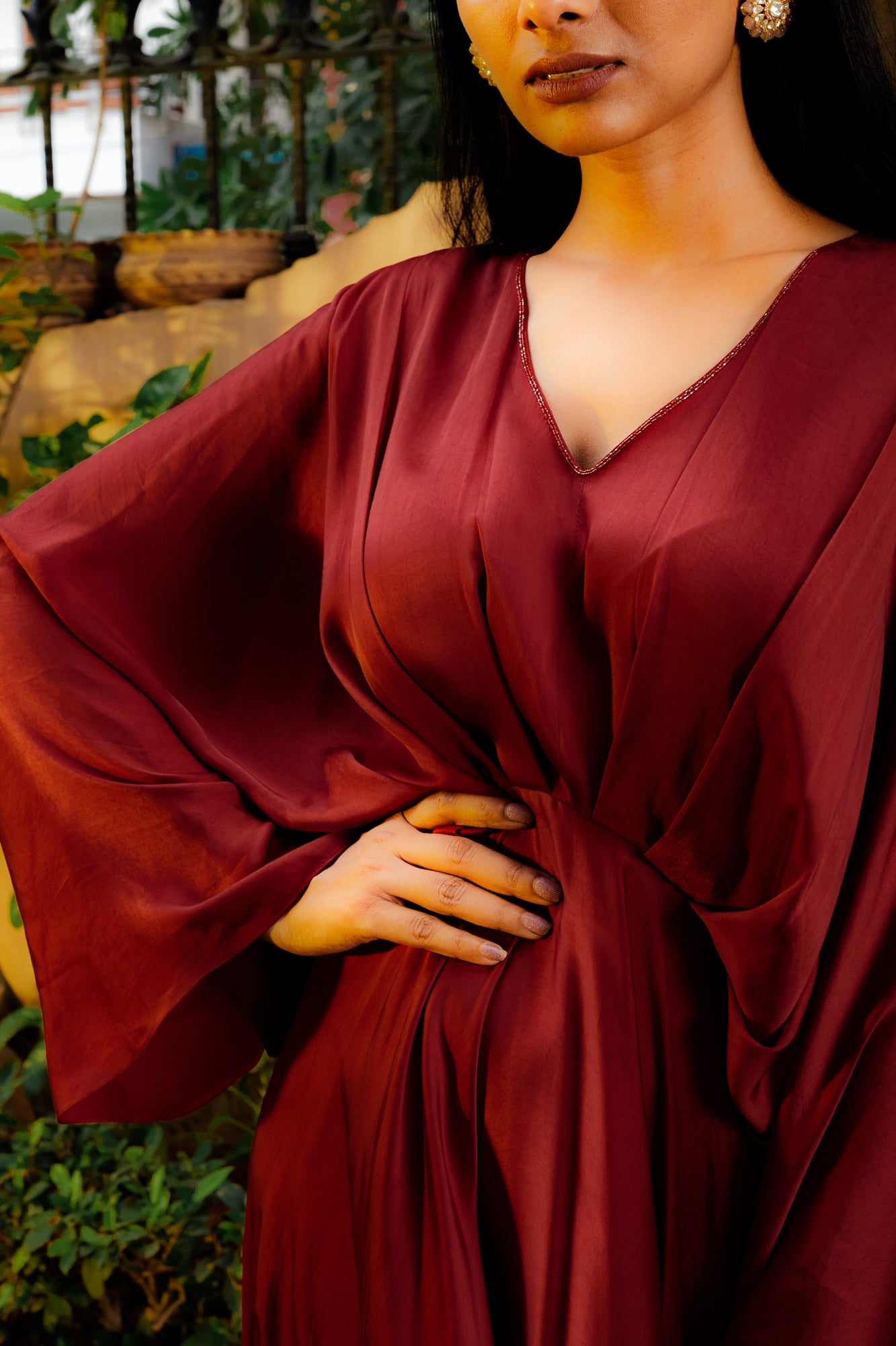 Brick Red Cowl Gown