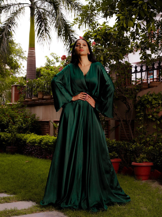 Emerald Green Cowl Gown