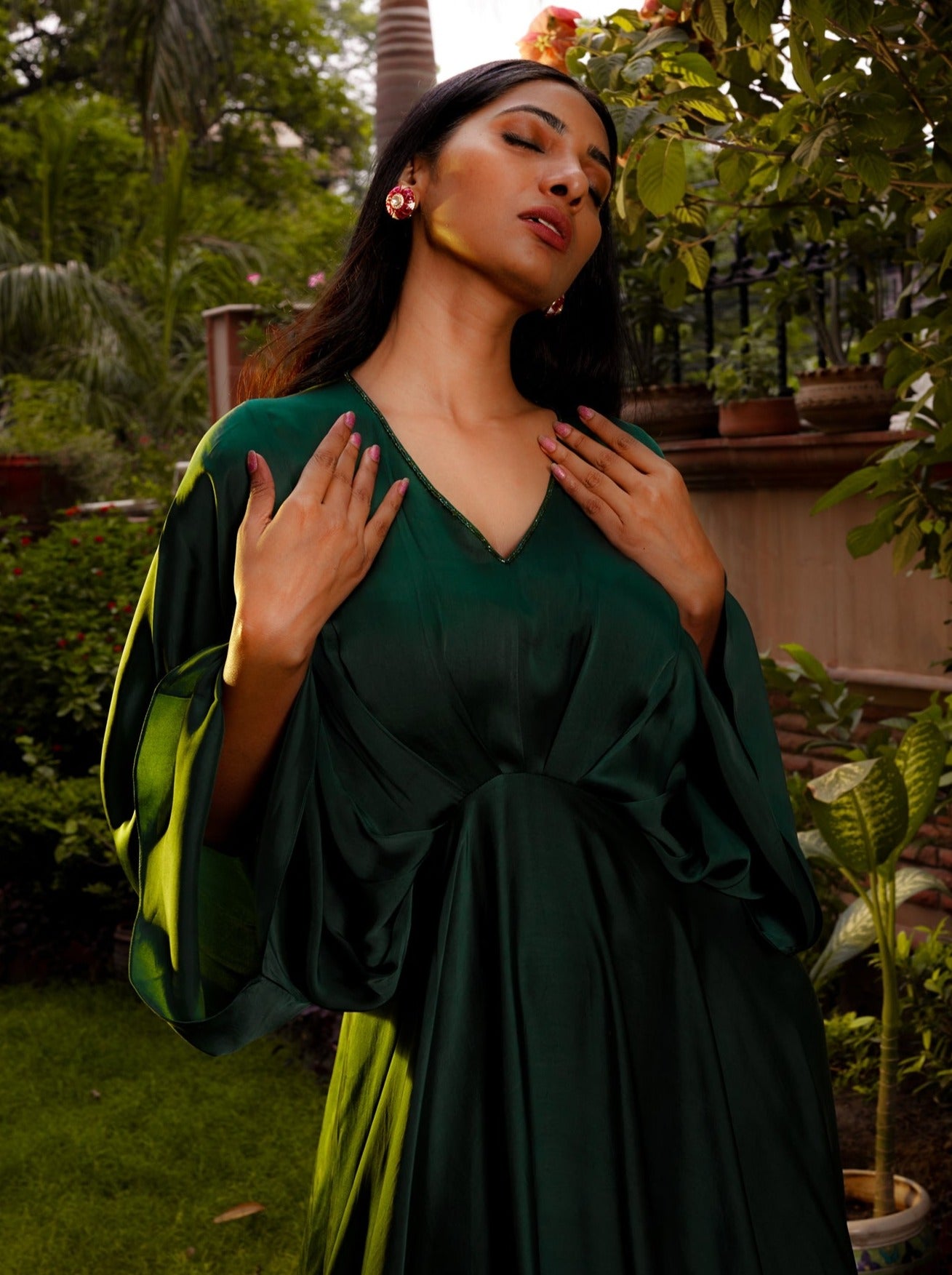 Emerald Green Cowl Gown