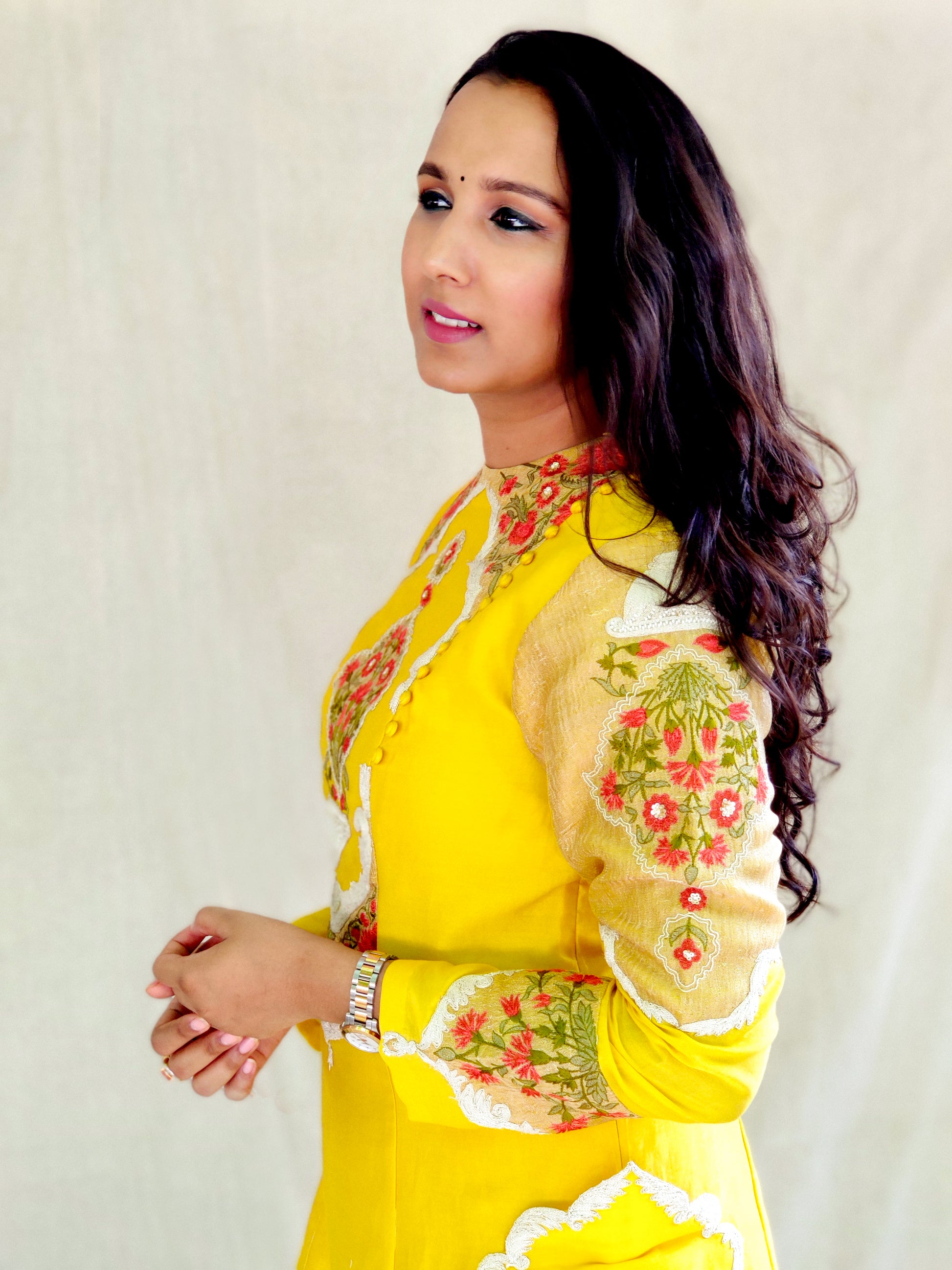 Yellow embroidered Suit Set