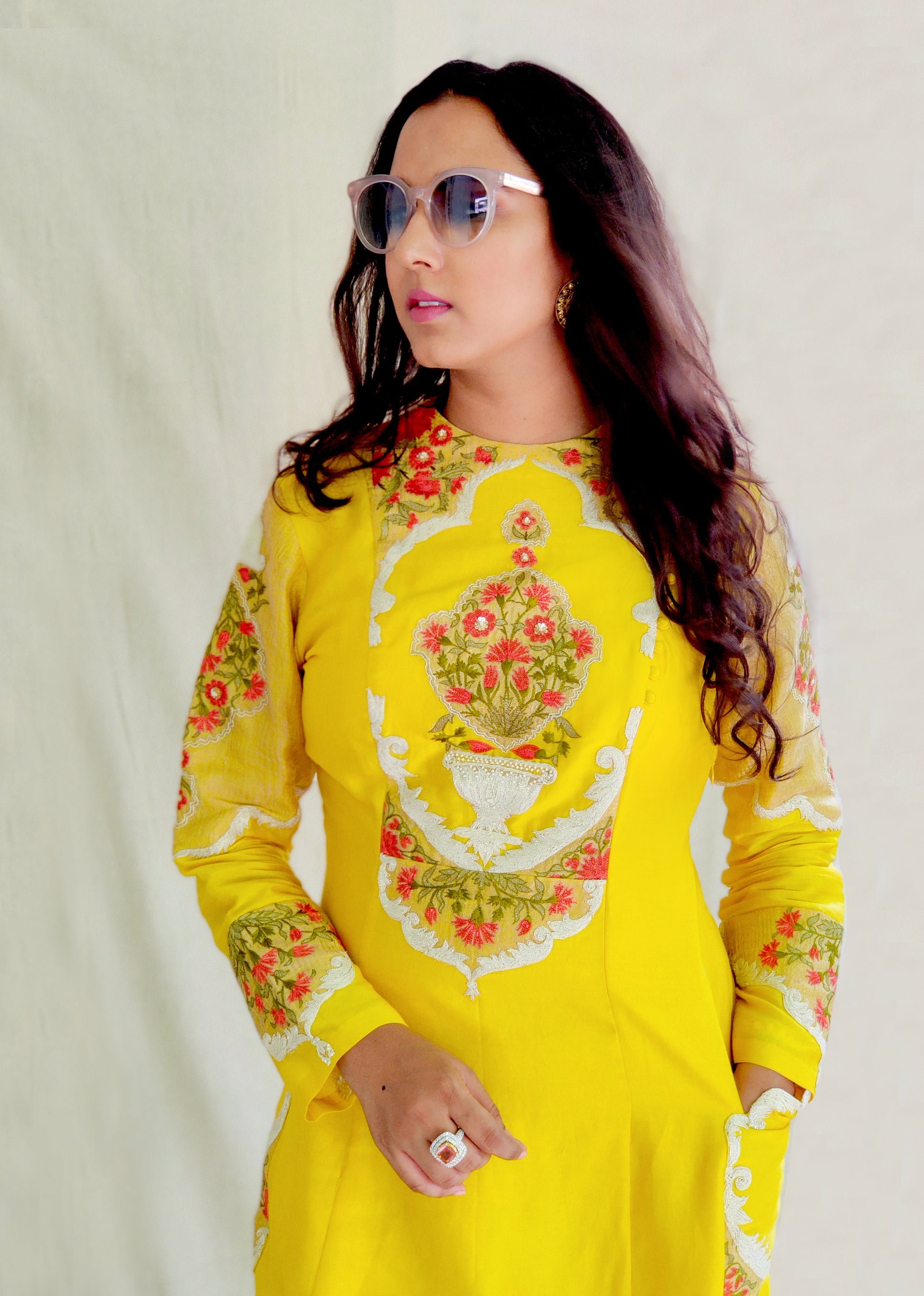 Yellow embroidered Suit Set