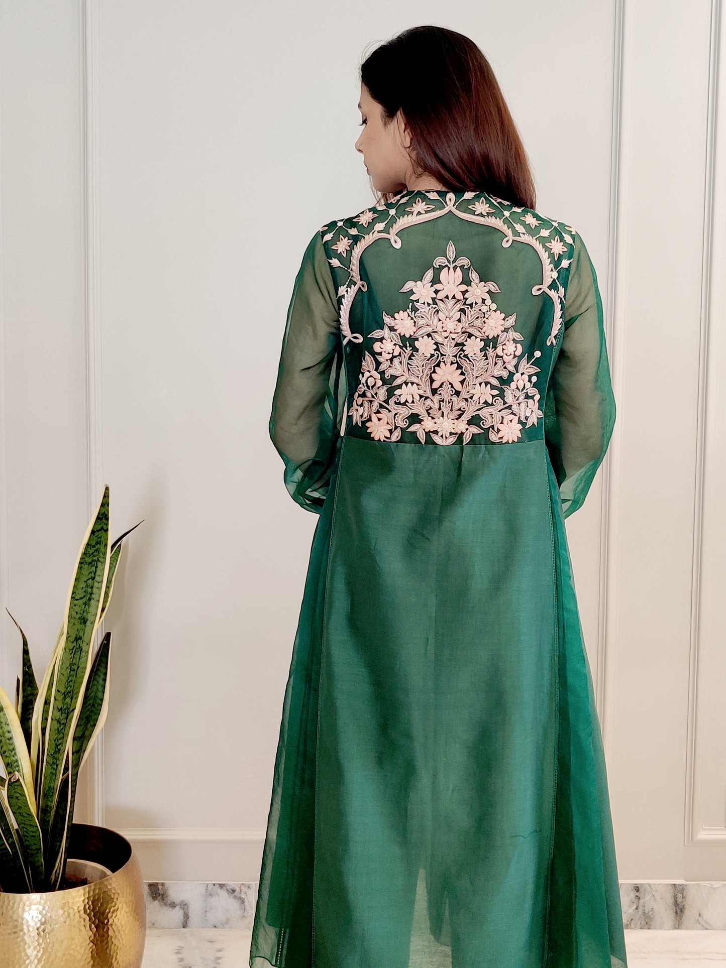 Emerald Button Emb Suit Set