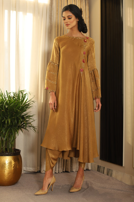 Gold SS Asymmetric Tunic Set