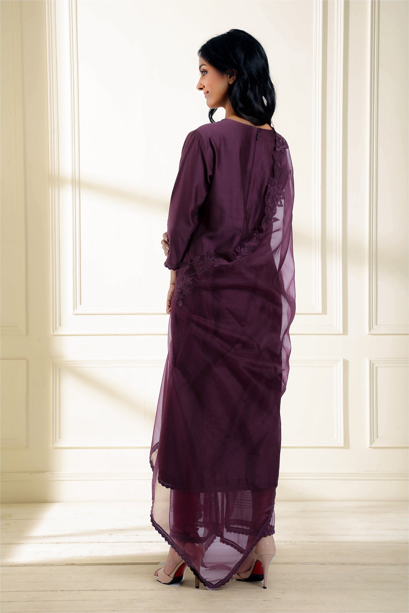 Plum Gul Applique suit set